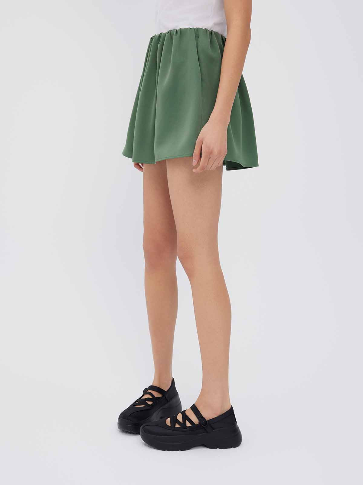 ASOBIO Satin Bubble Mini Skirt with Shorts