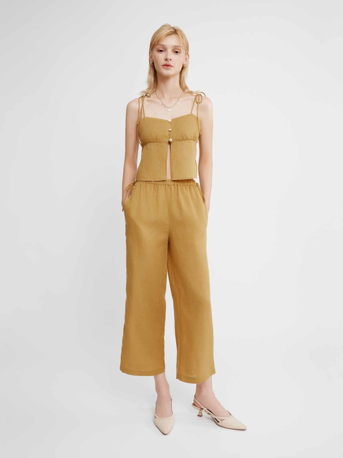 Front Button Tie-Strap Cami Top