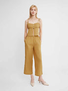 Linen Mid-Rise Wide-Leg Pants