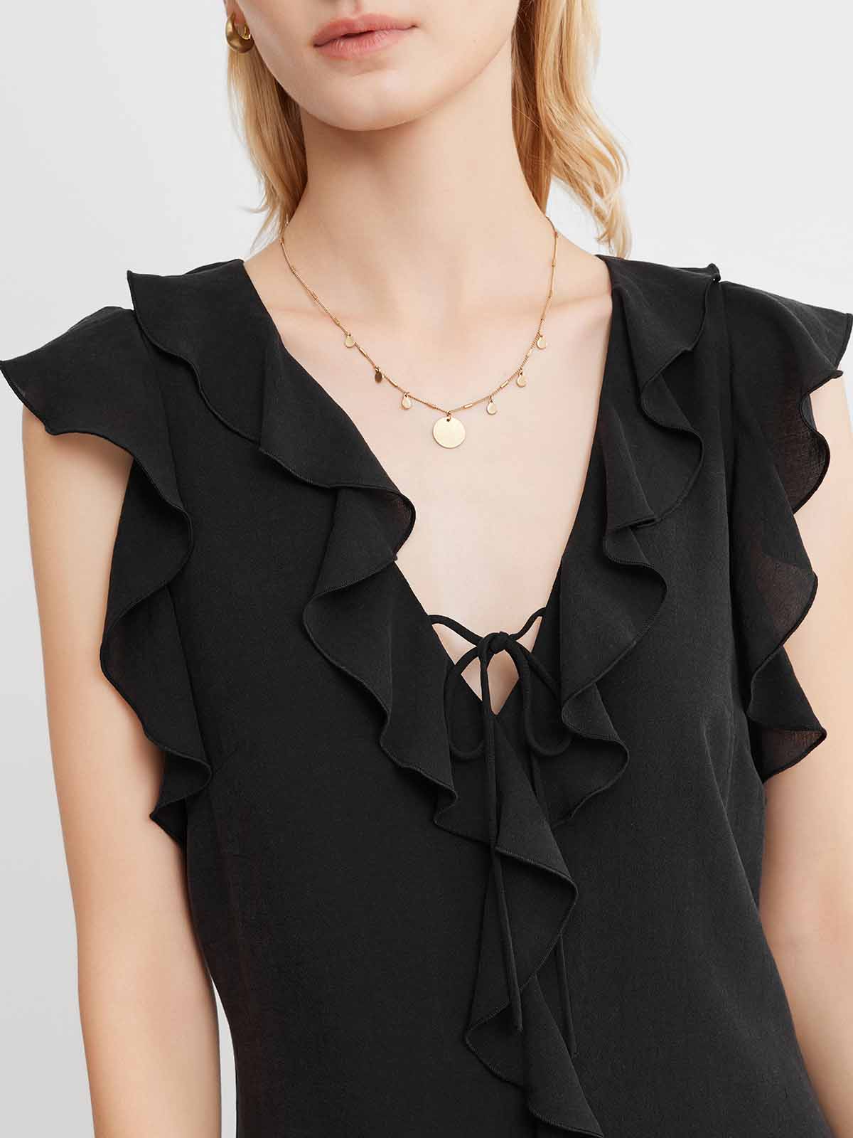 ASOBIO Ruffled Tie-Front Fit-and-Flare Mini Dress