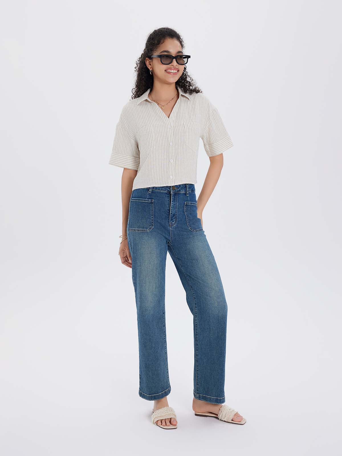 100% Linen Cropped Shirt