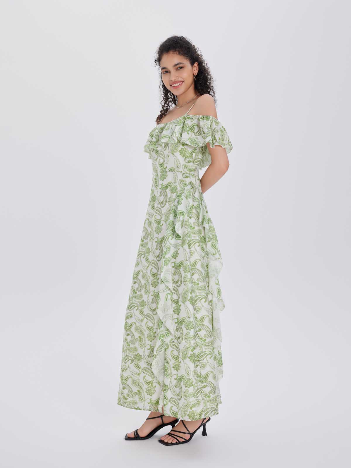 ASOBIO Convertible Ruffle Maxi Dress