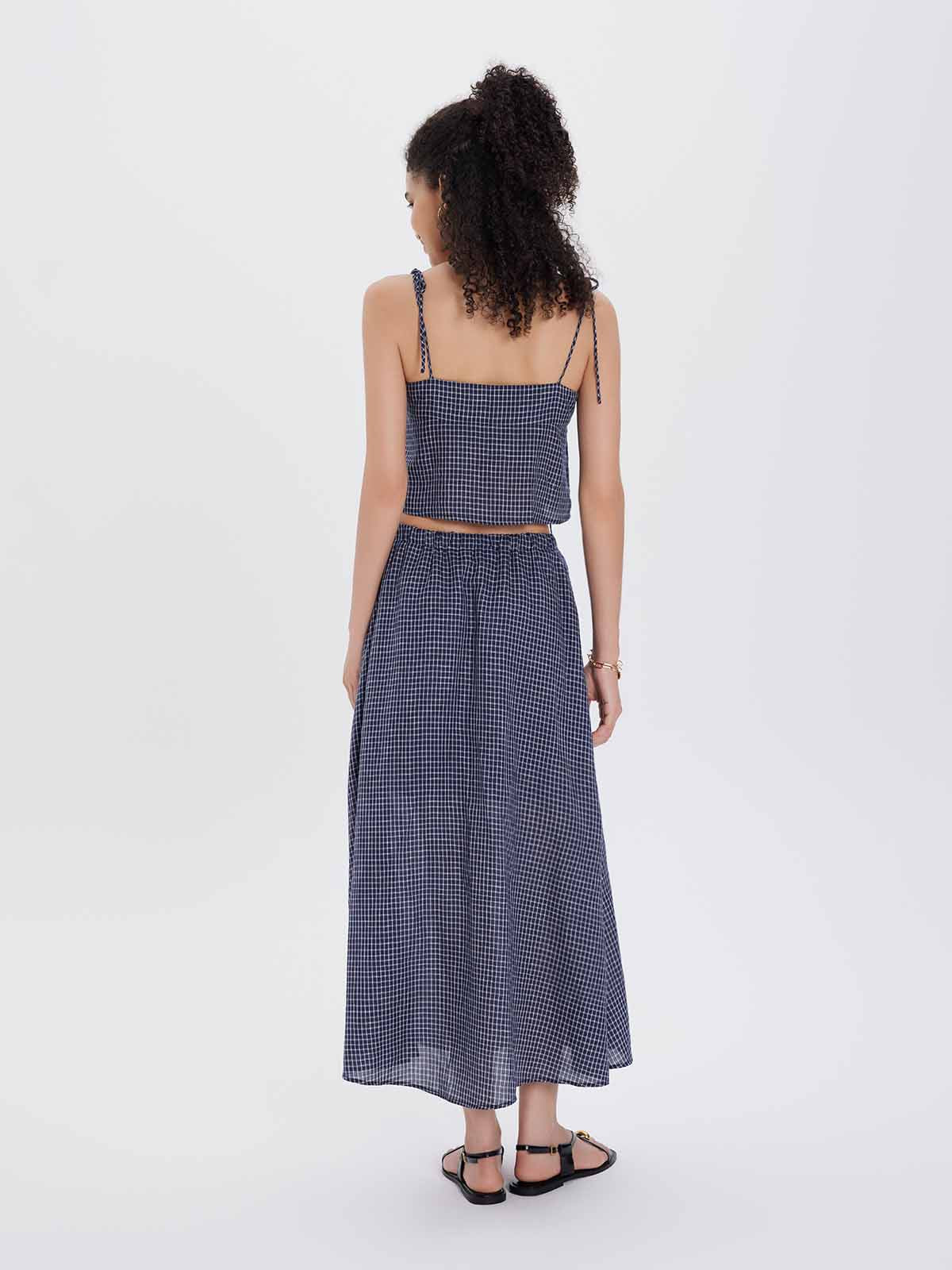 ASOBIO Front Button Tie-Strap Cami Top