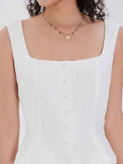 ASOBIO Linen Bustier Top with Peplum Hem