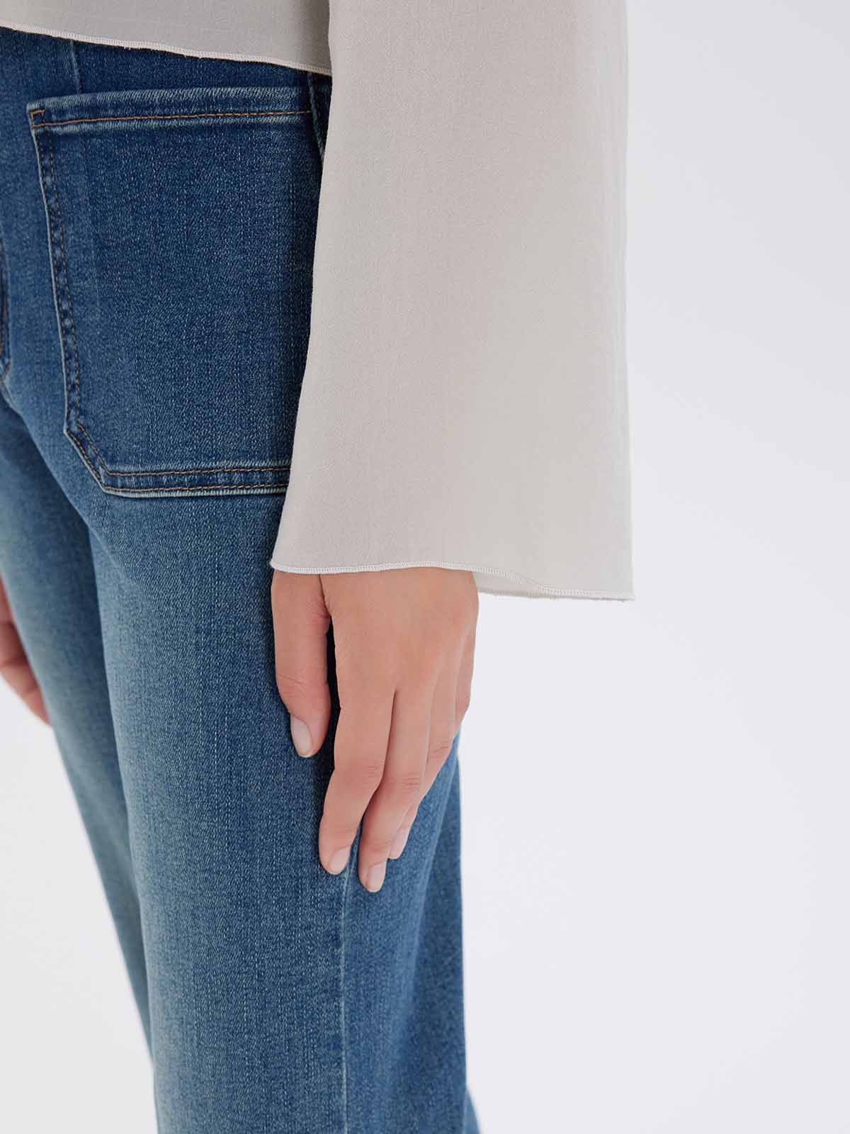  Ruffle Tie-Neck Long-Sleeve Blouse