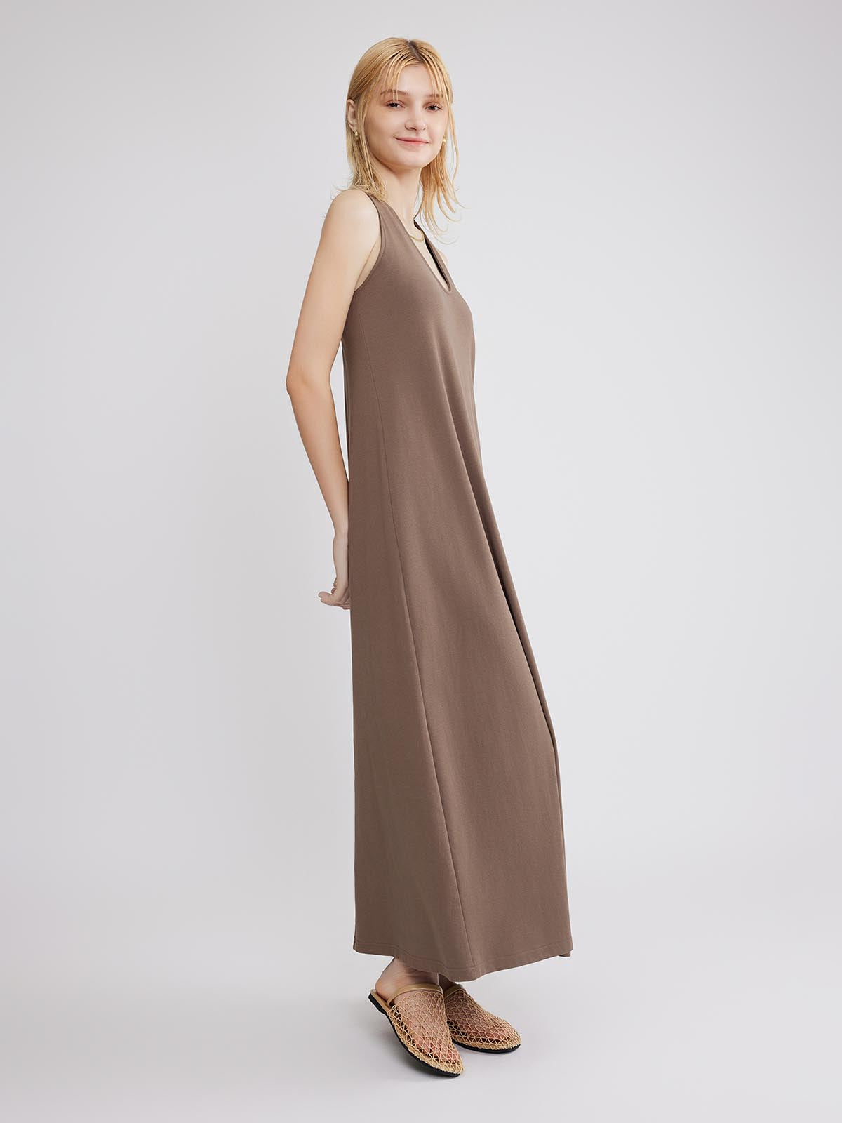 ASOBIO Twist-Back Knit Maxi Dress