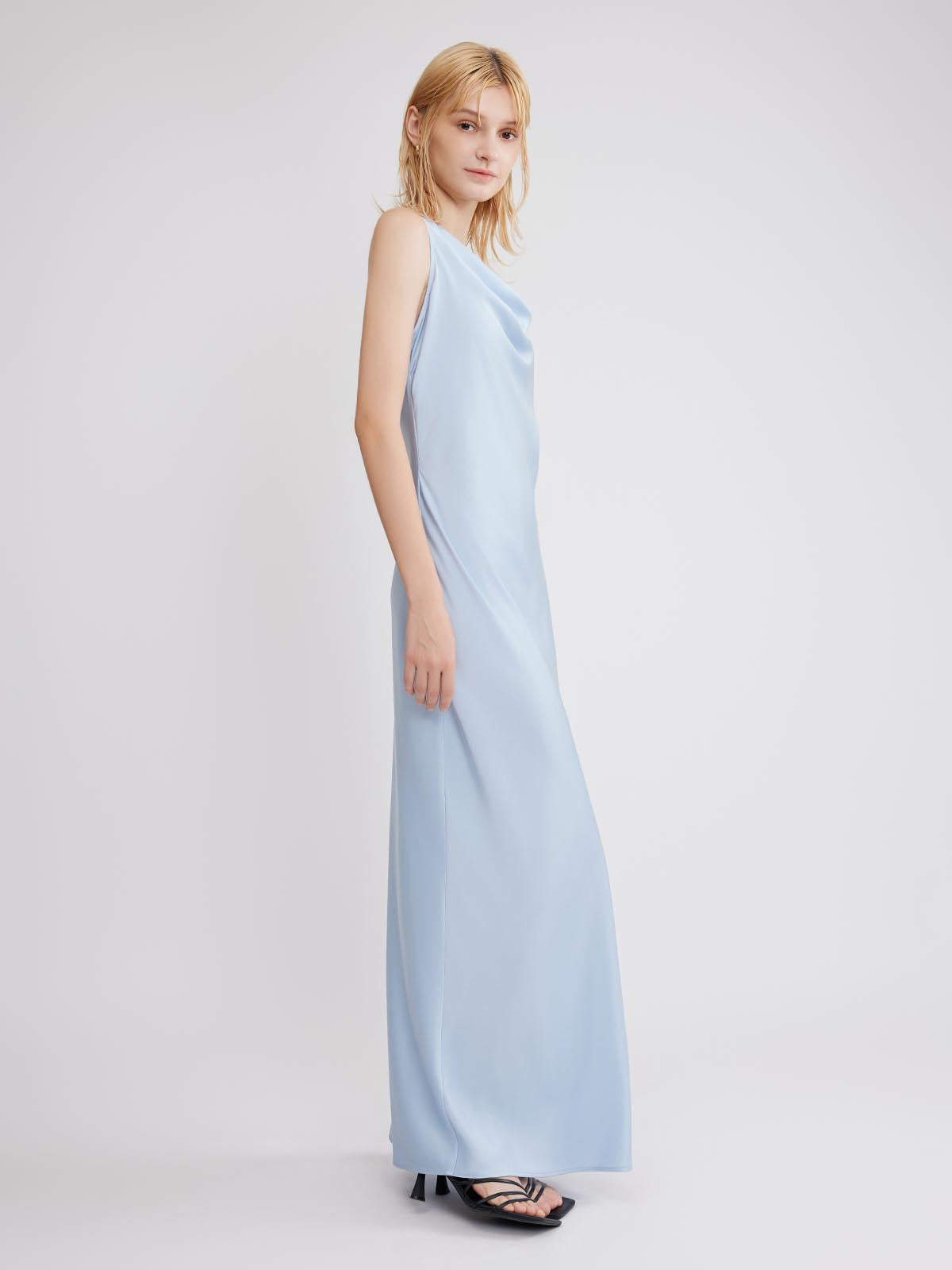 ASOBIO Satin Cowlneck Maxi Dress