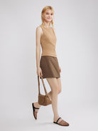 ASOBIO Sleeveless Boatneck Crepe Top