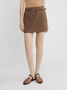 ASOBIO Wool-Blend Mini Skort with Belt