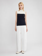 ASOBIO Colorblock Mockneck Sleeveless Knit Top
