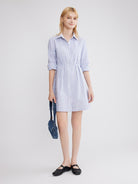 ASOBIO Striped Cotton Shirt Mini Dress