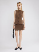 ASOBIO Wool-Blend Mini Skort with Belt