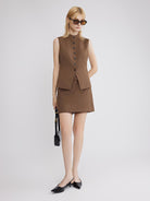 ASOBIO Wool-Blend Mini Skort with Belt