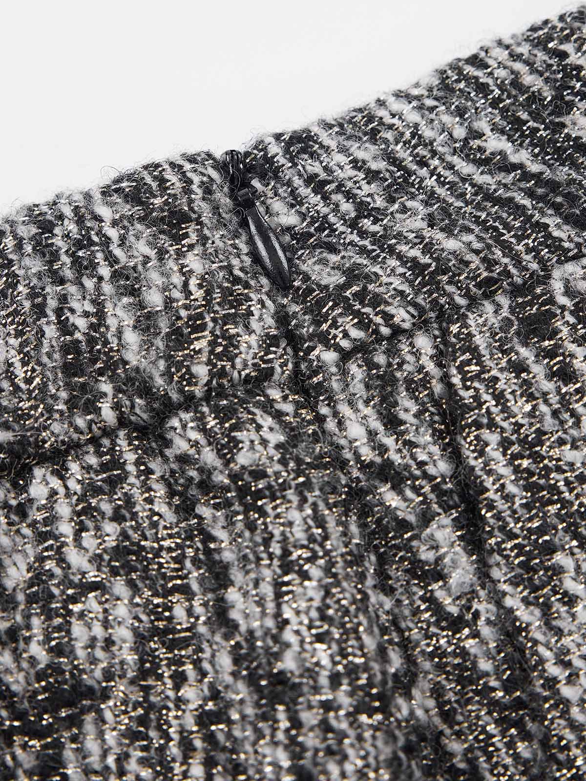 ASOBIO Tweed High-Waist Midi Skirt