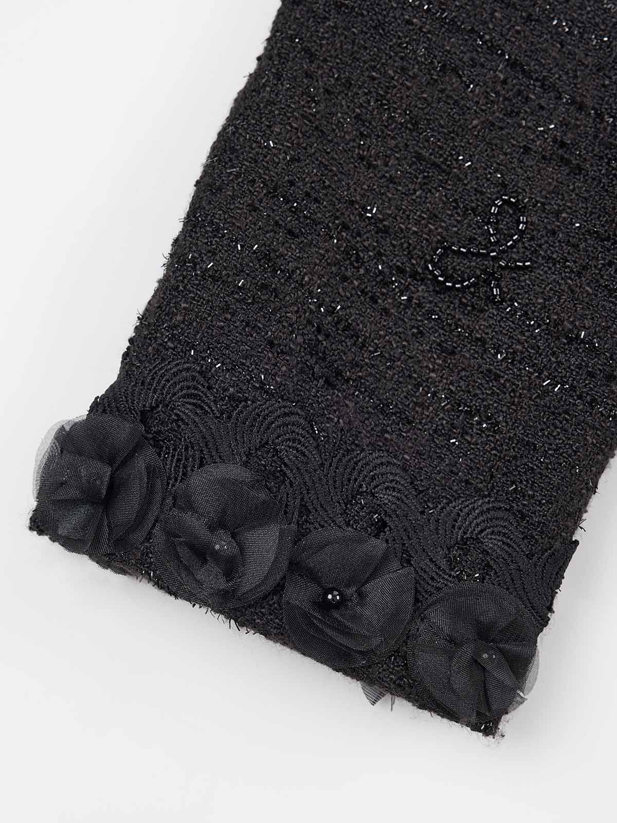 ASOBIO Floral-Embellished Tweed Jacket