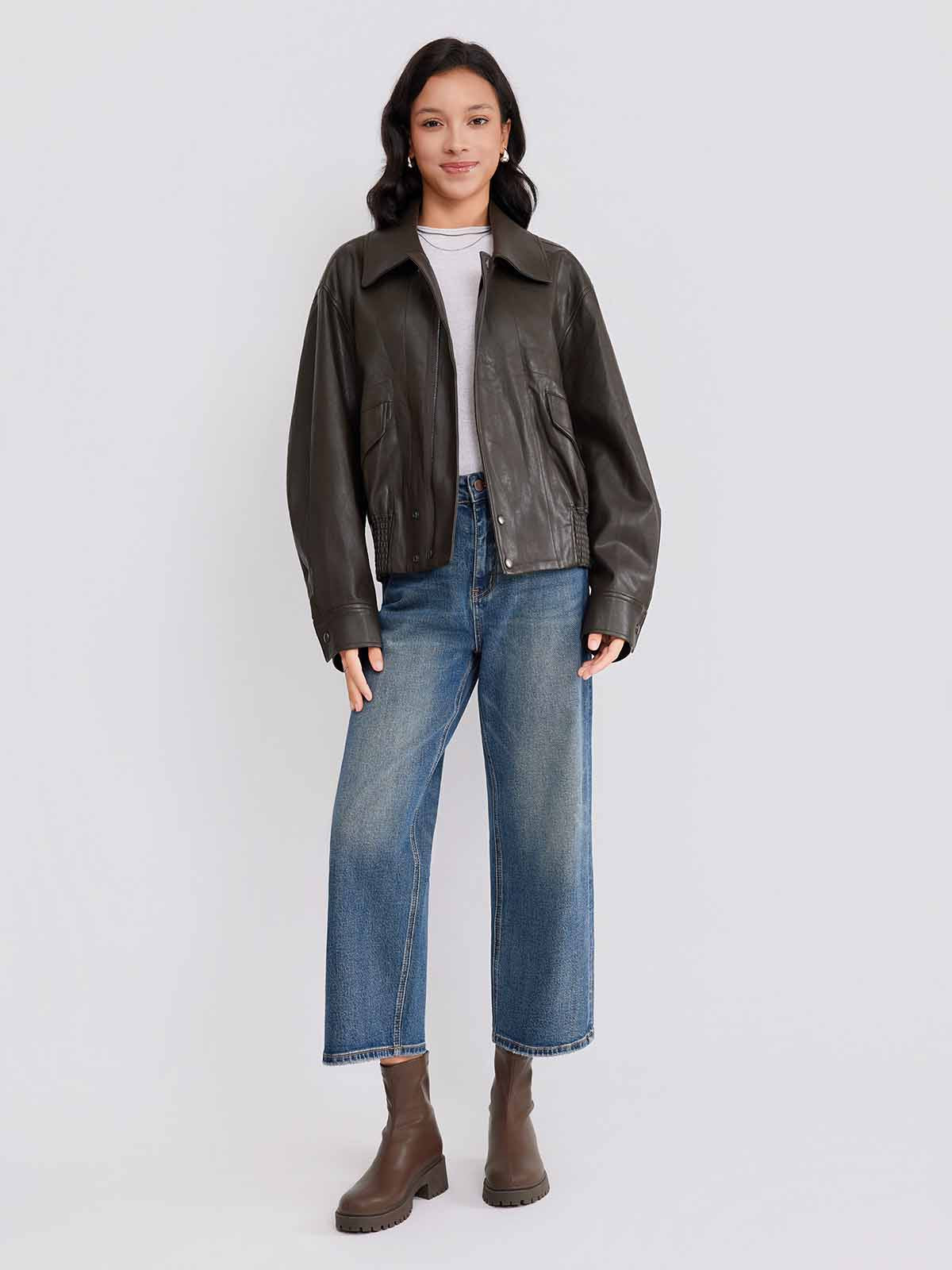 ASOBIO Flap-Pocket Leather Jacket