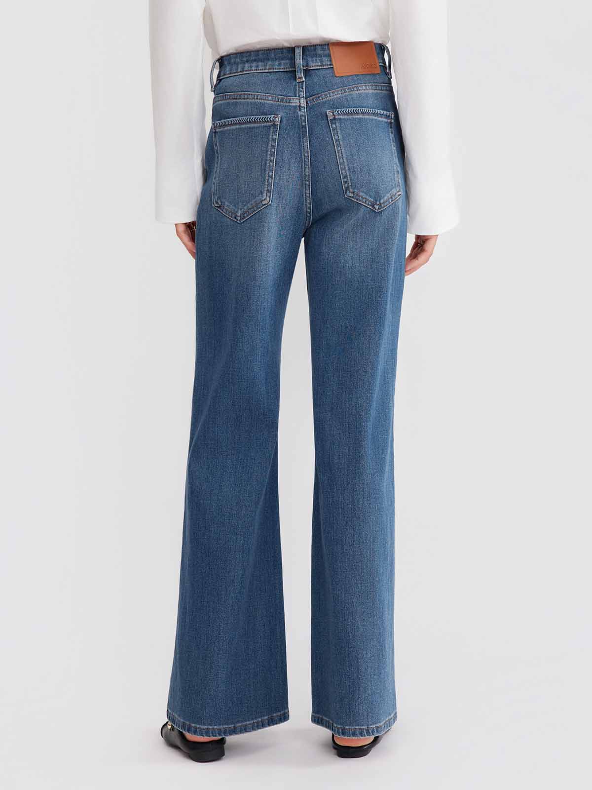 ASOBIO Mid-Rise Washed Straight-Leg Jeans