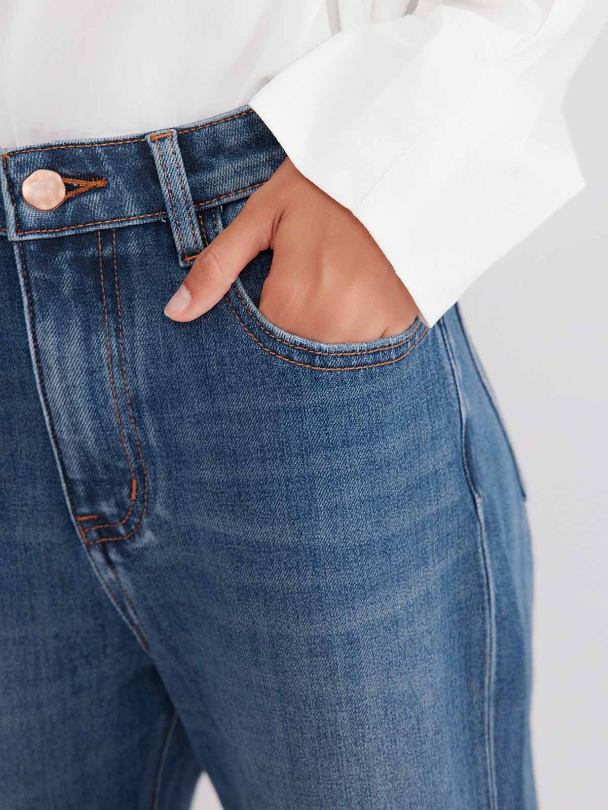 ASOBIO Mid-Rise Washed Straight-Leg Jeans