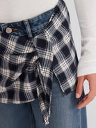 ASOBIO Plaid Tie-Detail Jeans