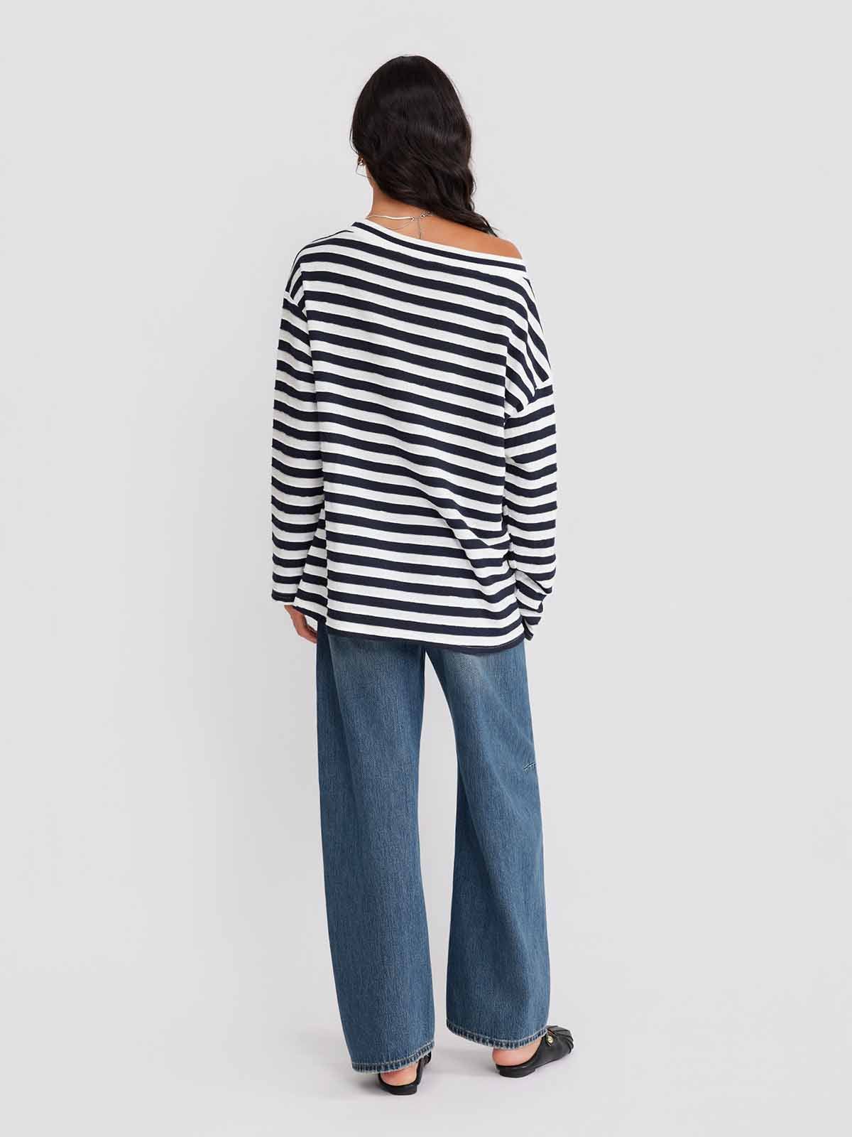 ASOBIO Striped 100% Cotton T-Shirt