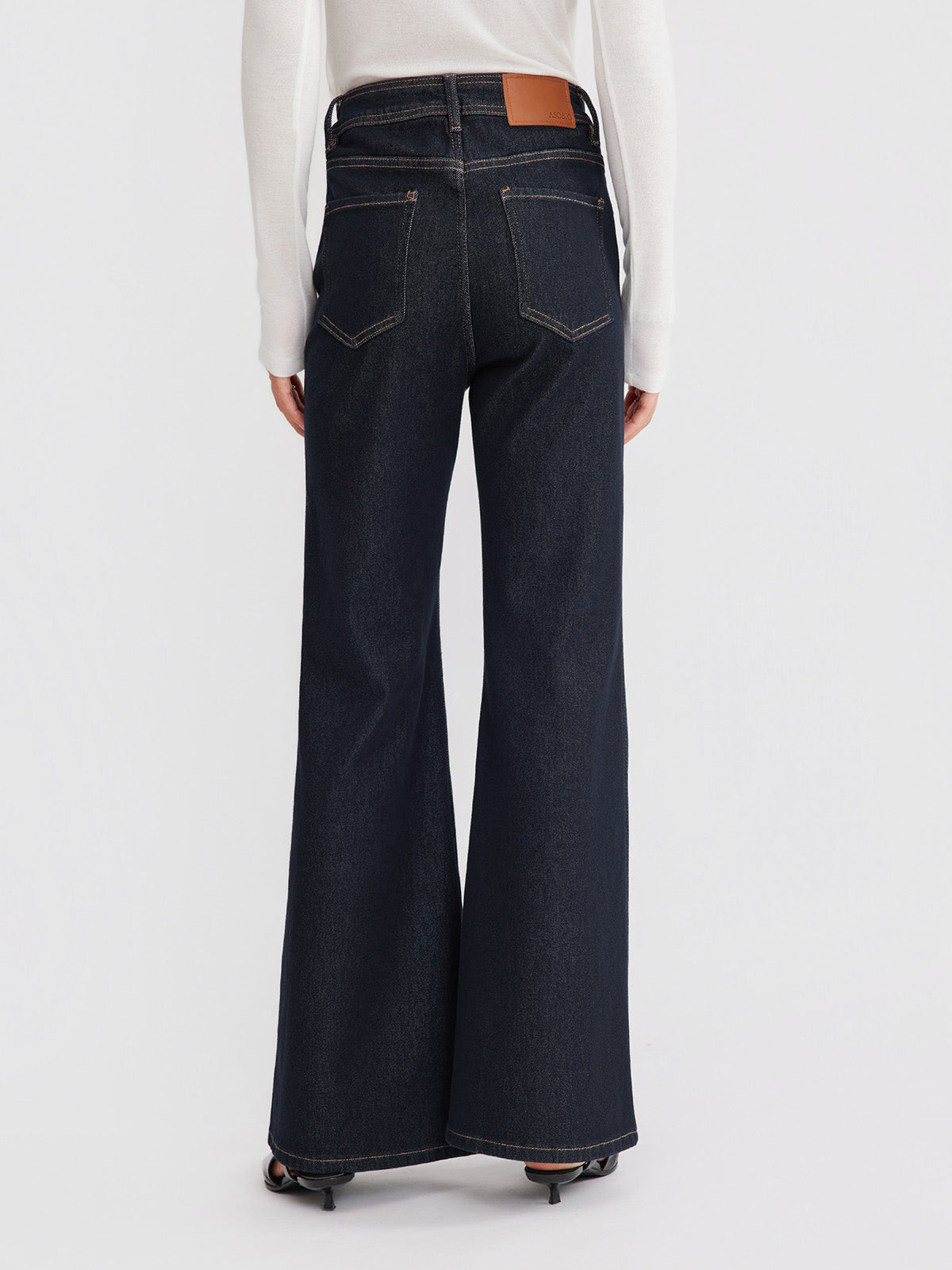 ASOBIO Mid-High Waist Flared Skinny Jeans