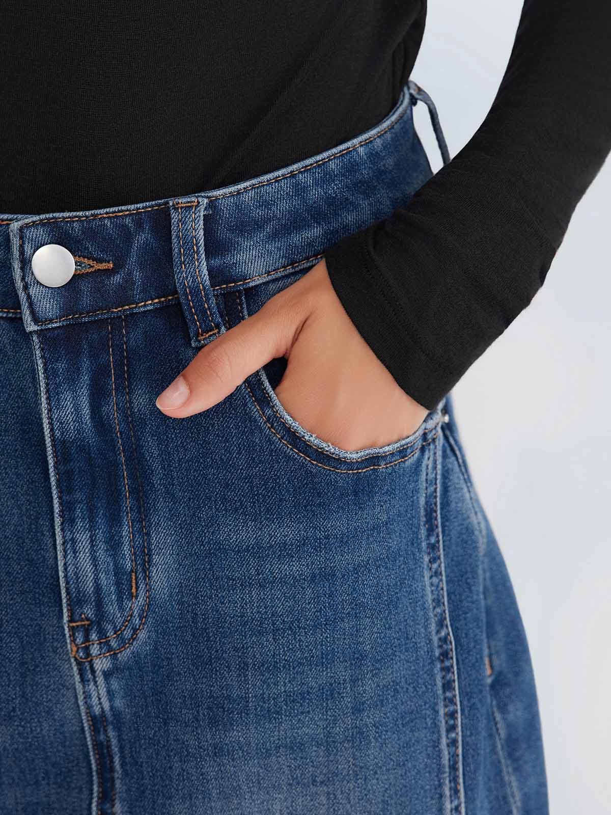 ASOBIO Stretch Denim Slit Midi Skirt