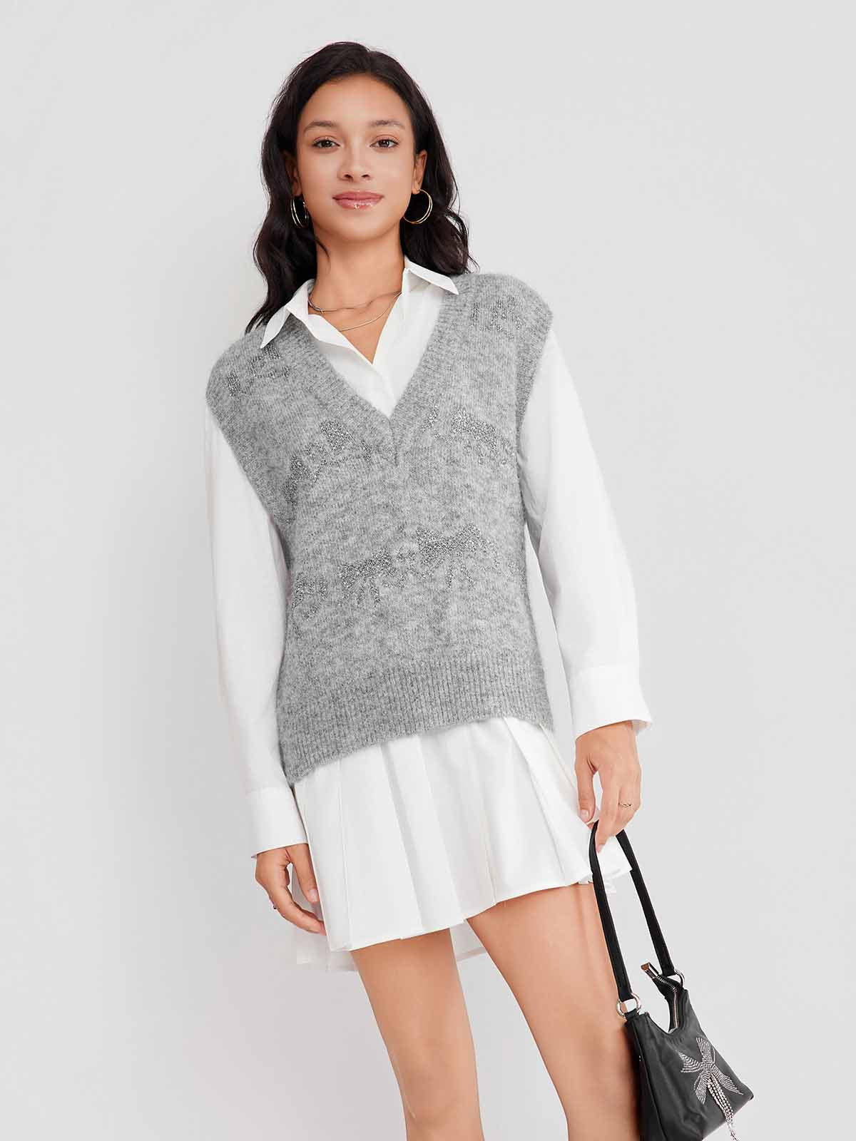 ASOBIO Bow-Pattern Knit Vest