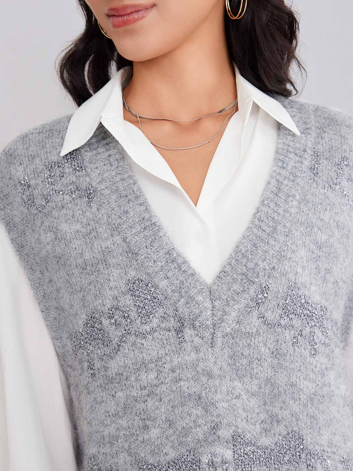 ASOBIO Bow-Pattern Knit Vest