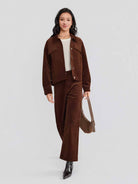 ASOBIO Corduroy Straight-Leg Cropped Pants