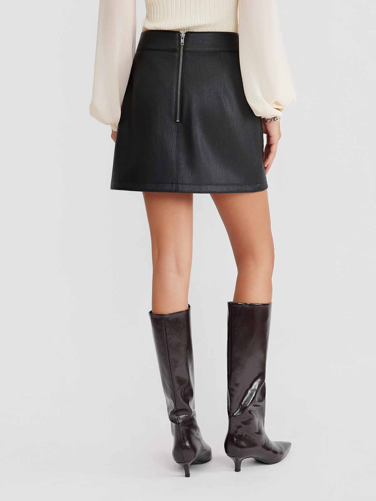 ASOBIO PU Mini Skirt