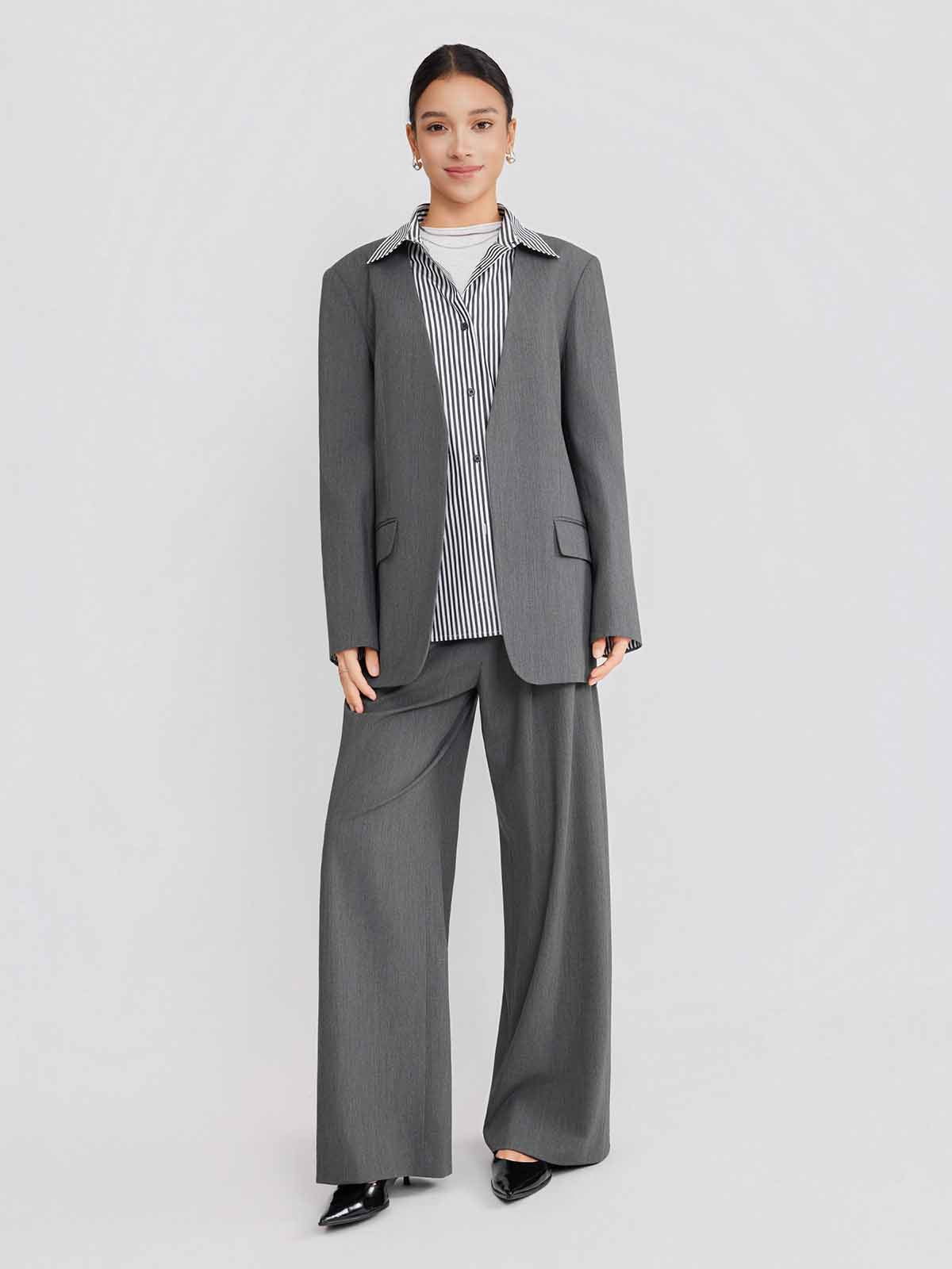 ASOBIO Detachable Collar Relaxed Blazer