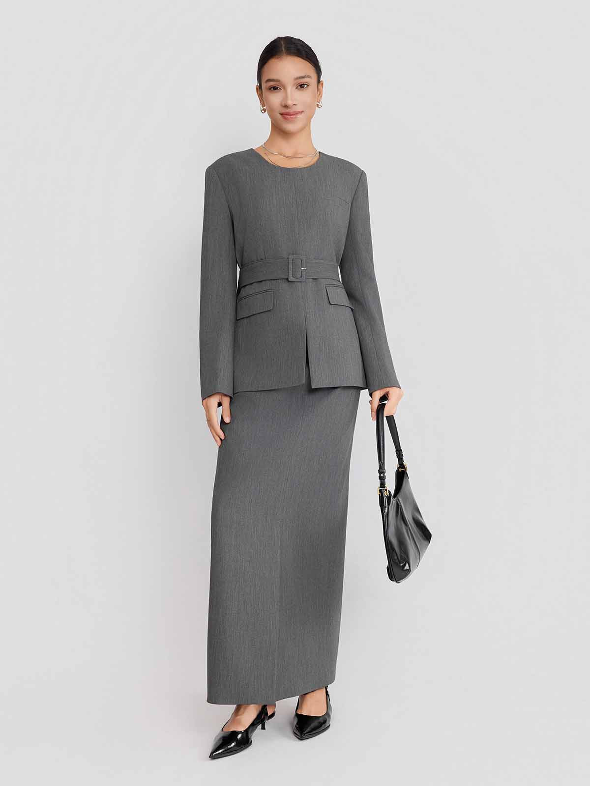 ASOBIO Belted Pullover Blazer