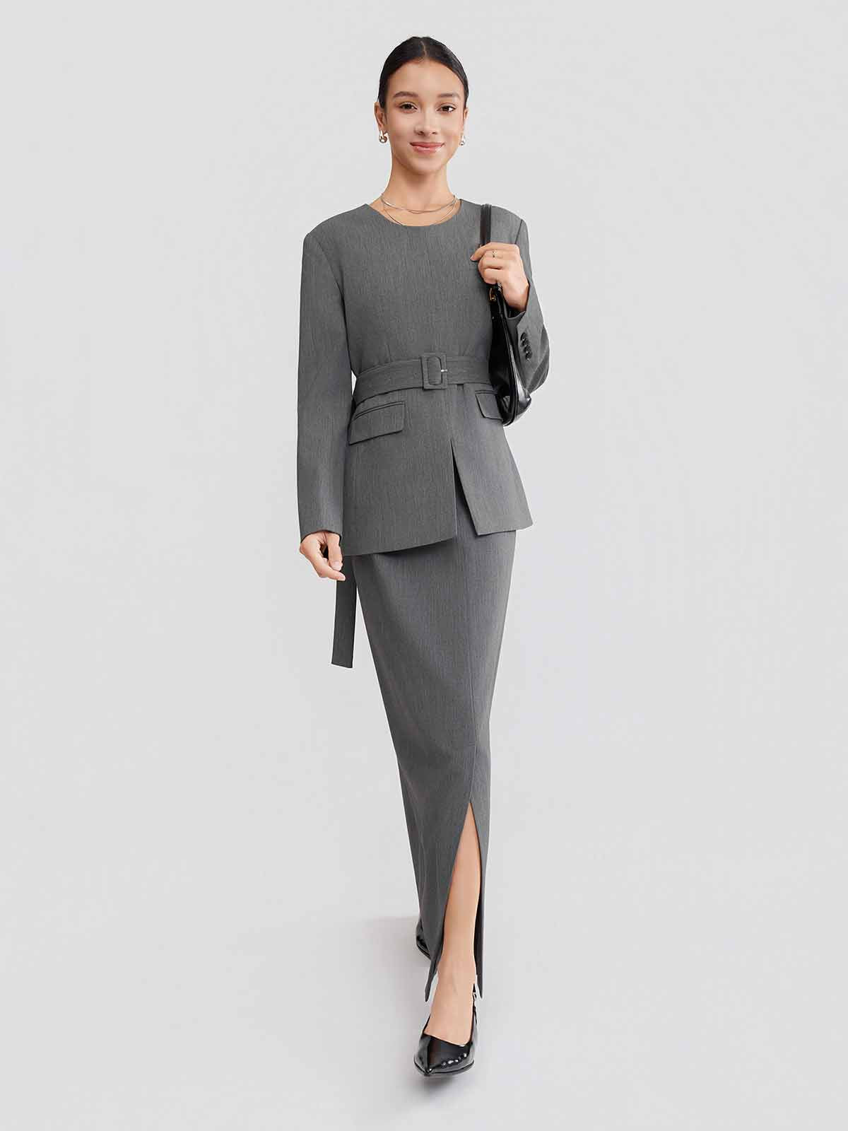 ASOBIO Belted Pullover Blazer
