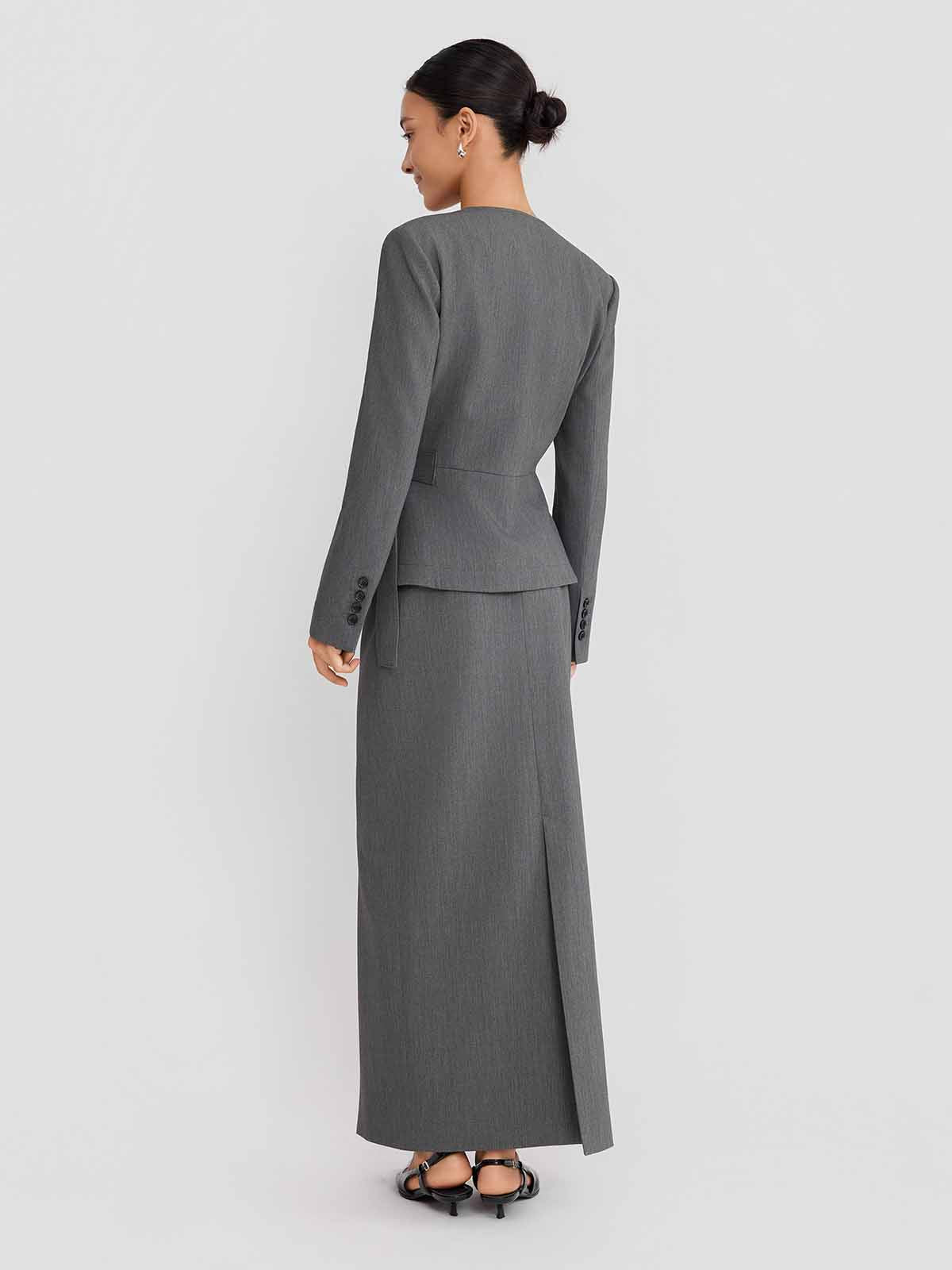 ASOBIO Wrap V-Neck Belted Blazer