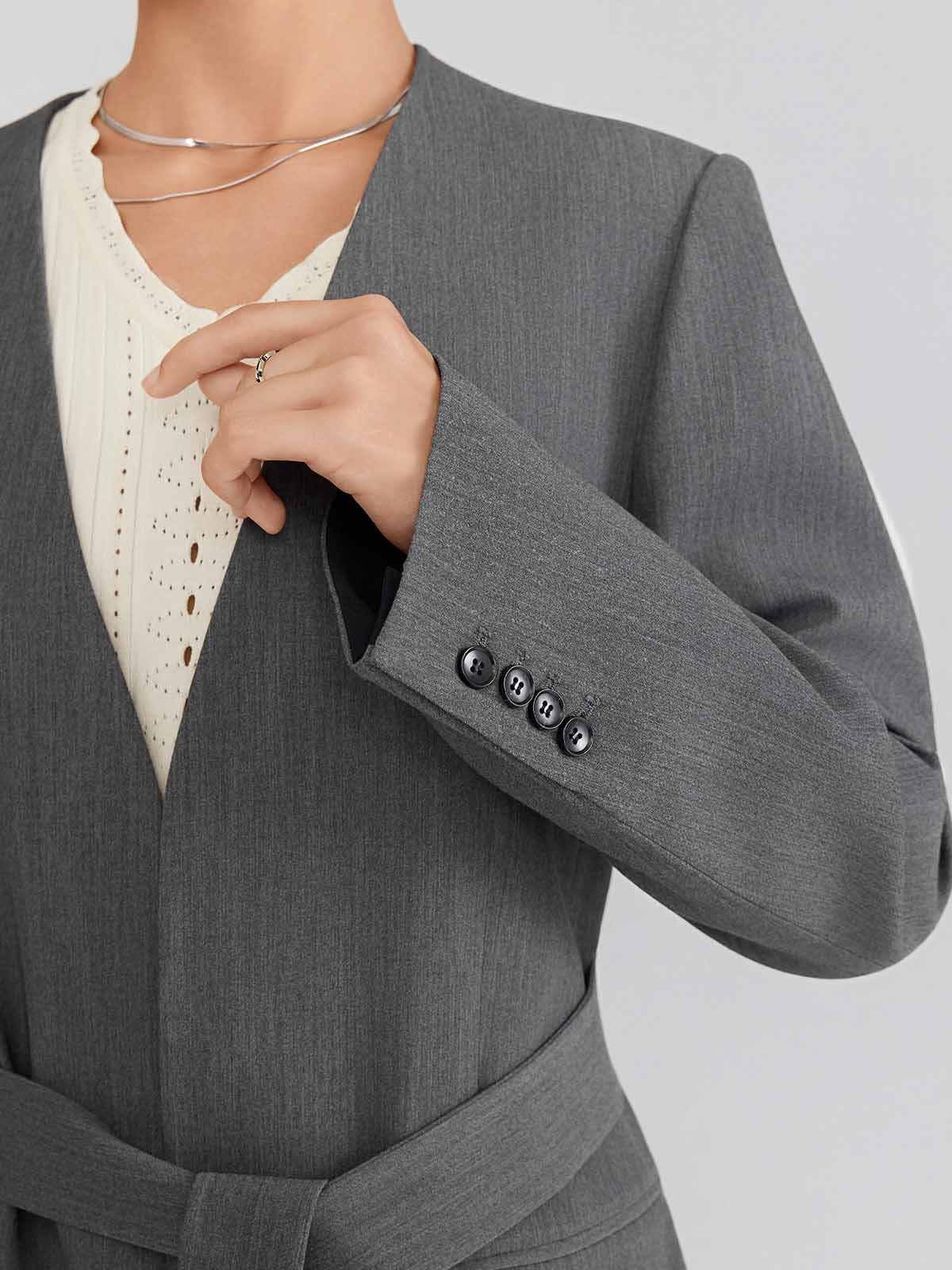 ASOBIO Collarless Open Blazer