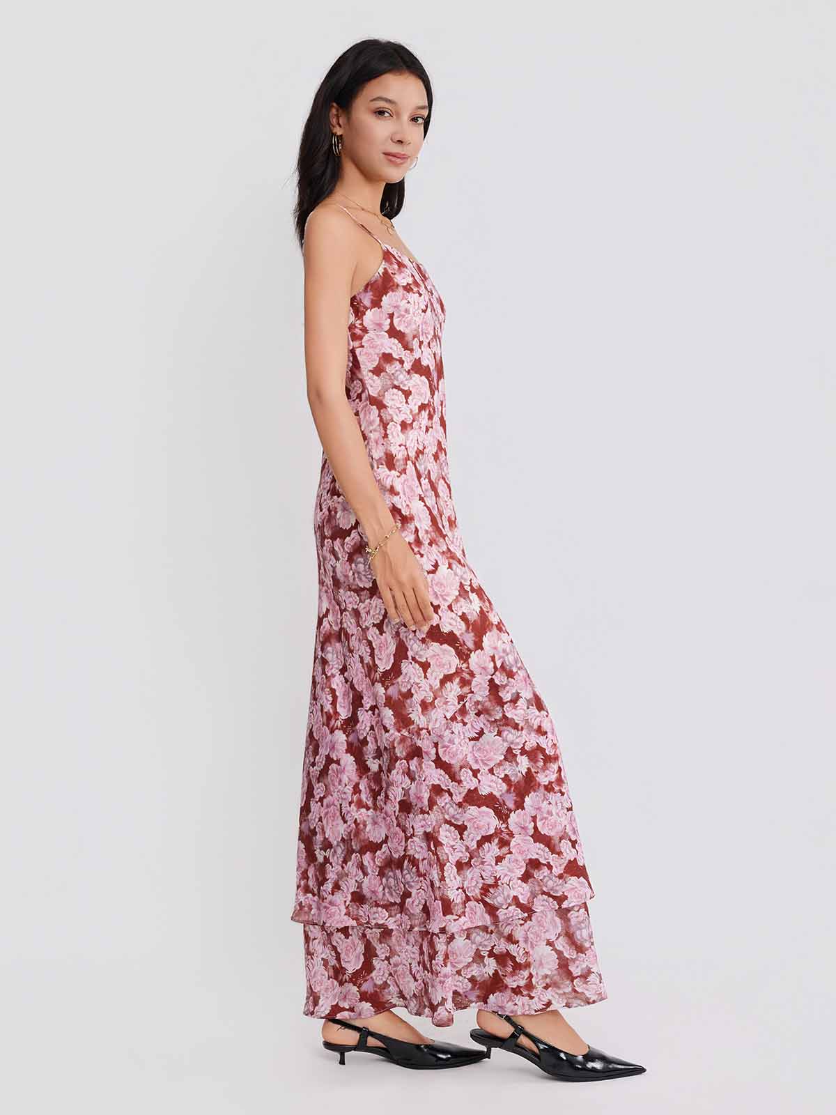 ASOBIO Printed Cami Trumpet Maxi Dress