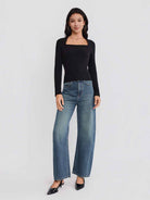 ASOBIO Square-Neck Fitted Longsleeve Top