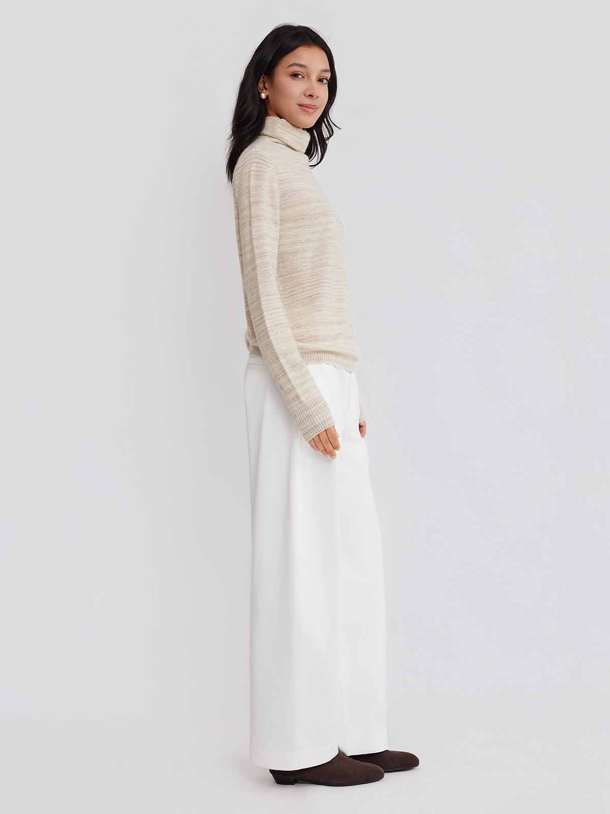 ASOBIO Yak Wool Blend Mélange Pullover Sweater