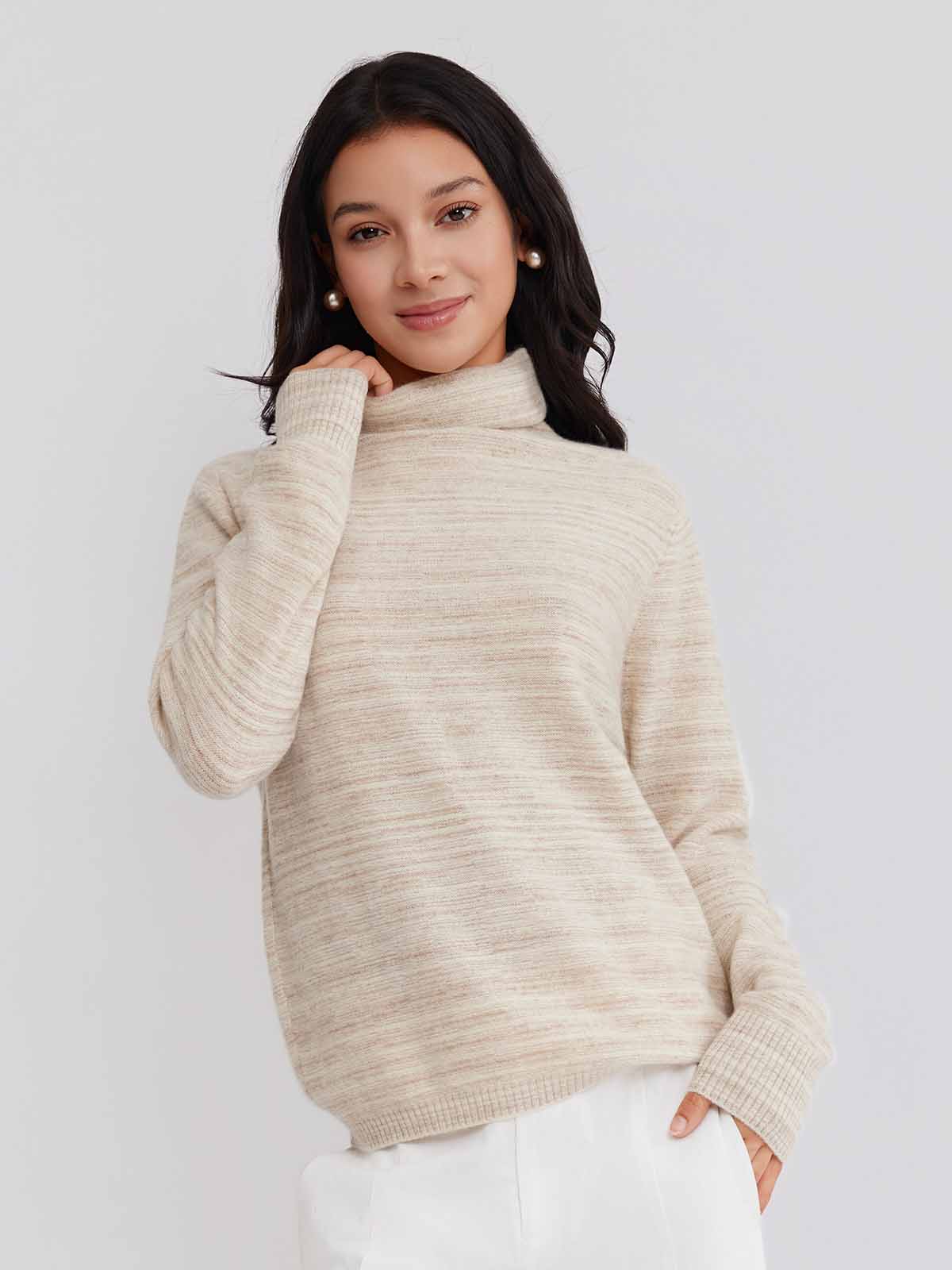 ASOBIO Yak Wool Blend Mélange Pullover Sweater