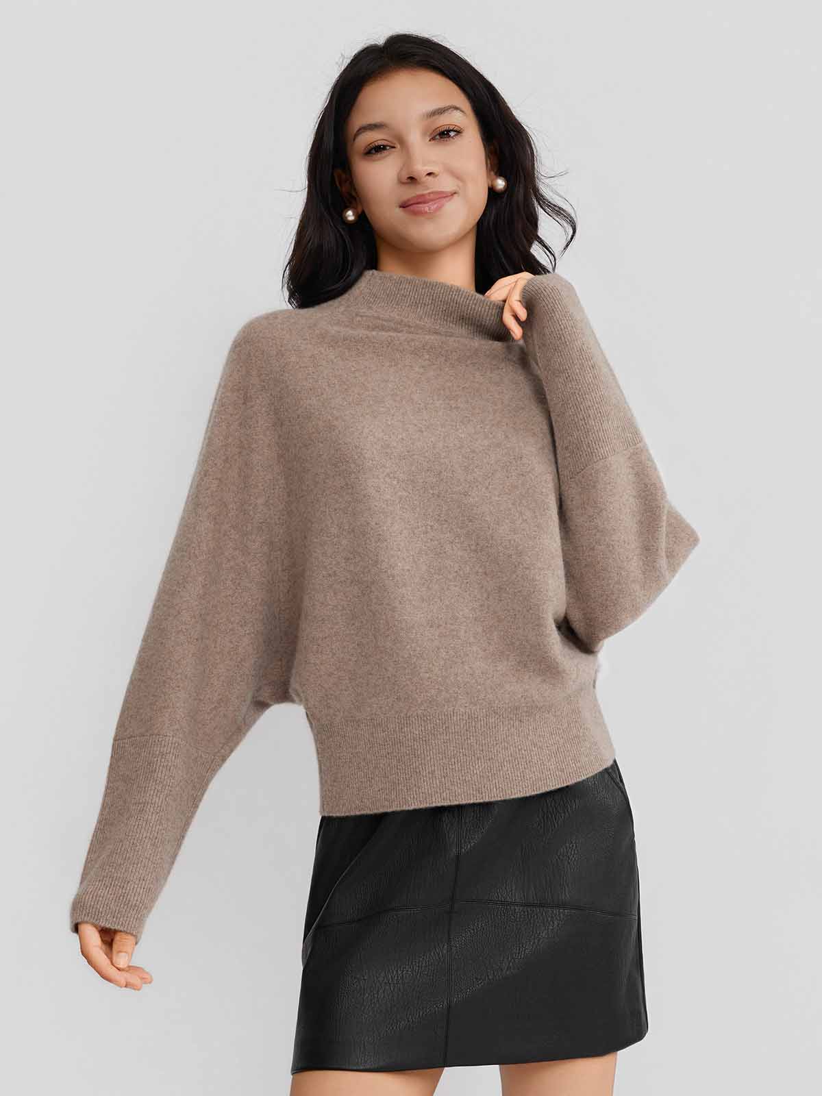 ASOBIO Yak Wool Blend Raglan Pullover Sweater