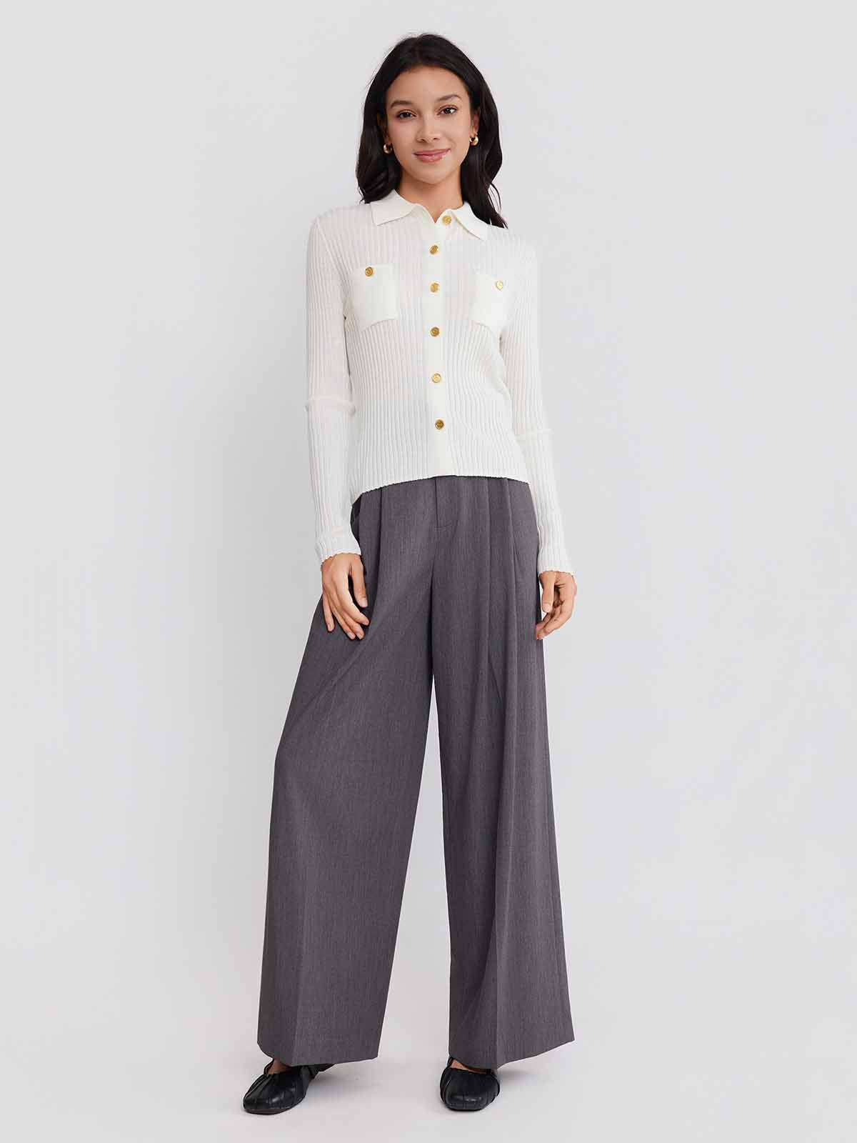 ASOBIO Ribbed Wool-Blend Cardigan