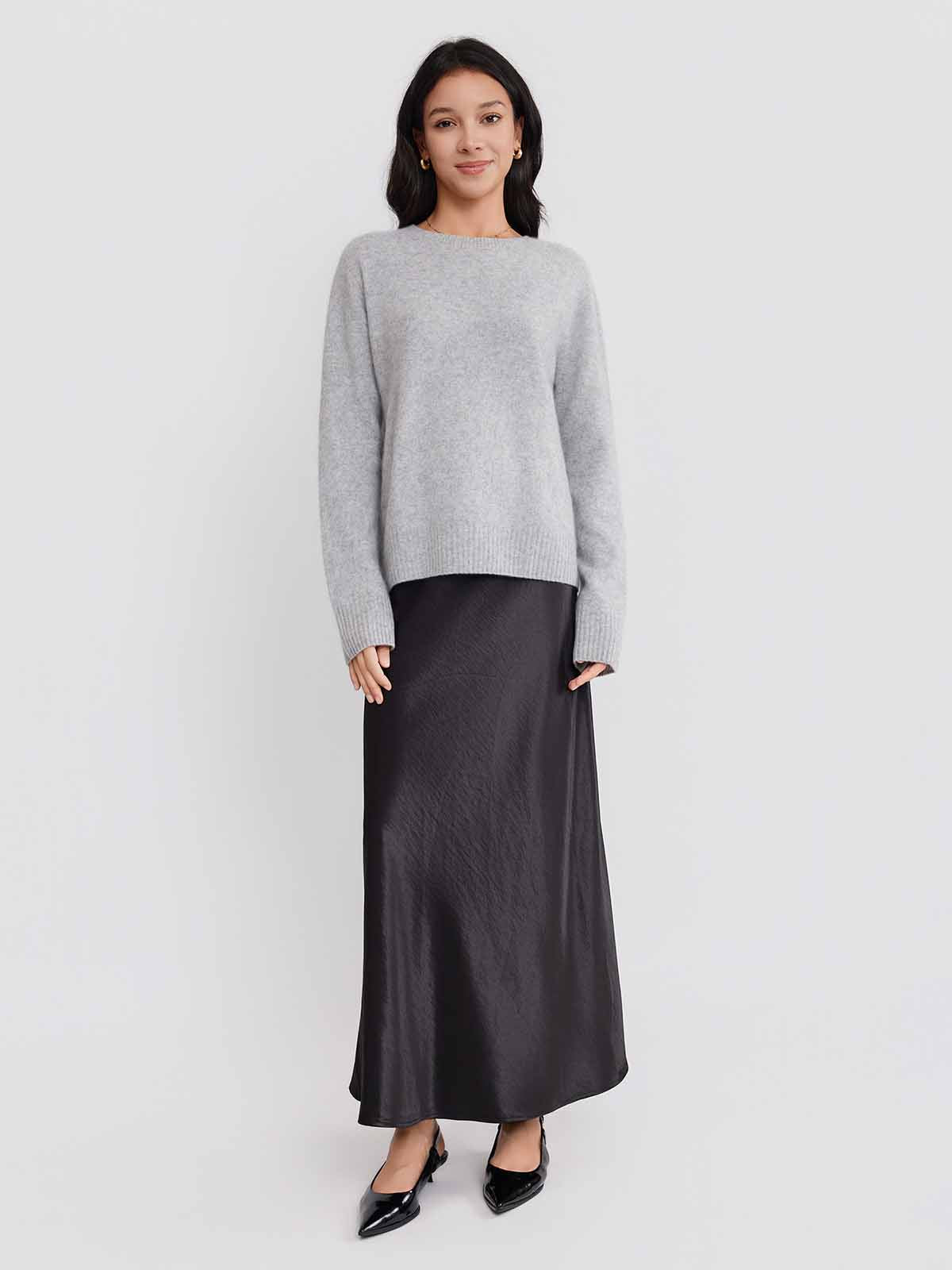 ASOBIO Wool-Cashmere Crewneck Pullover Sweater