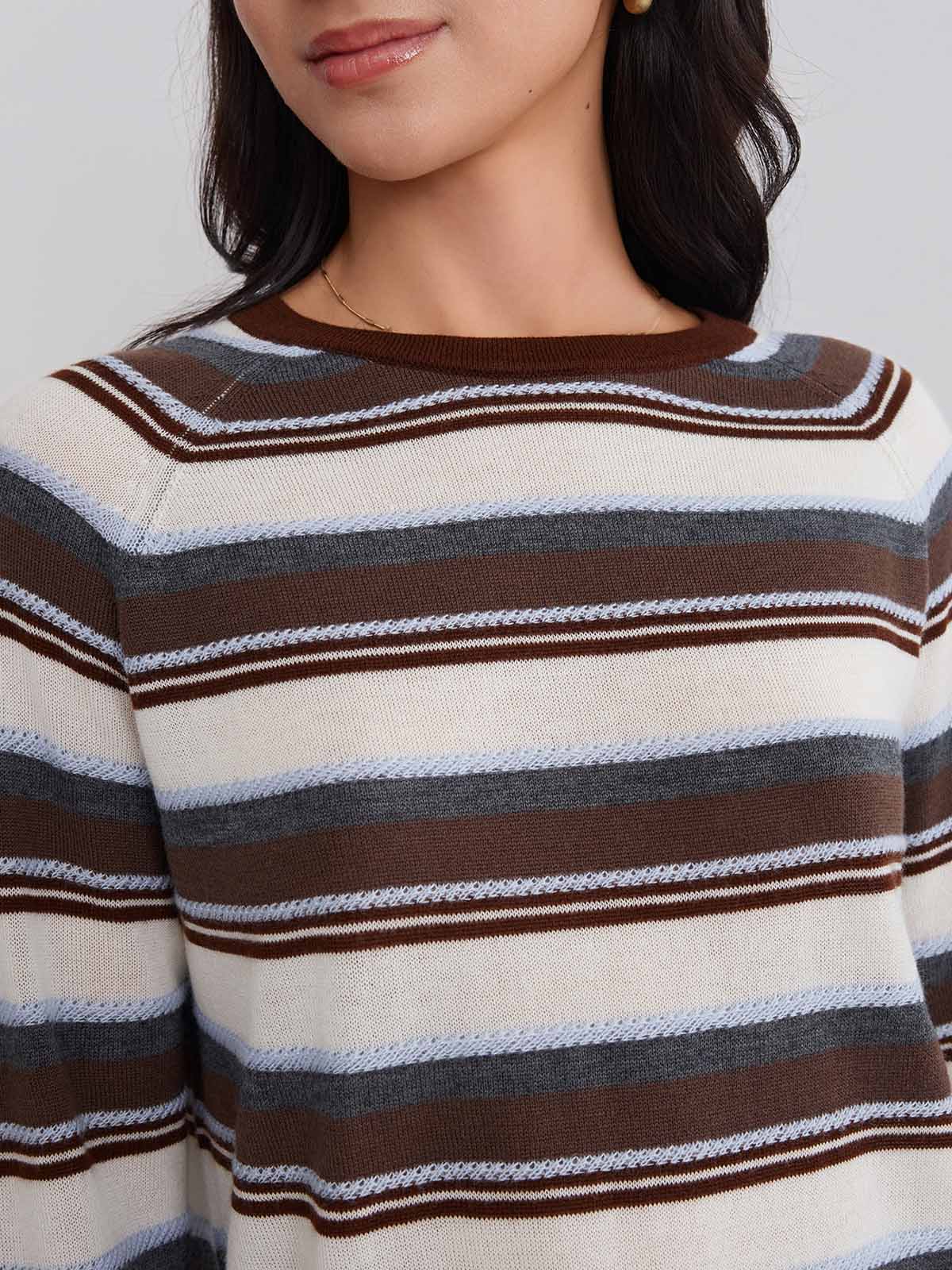 ASOBIO Wool Blend Striped Pullover Sweater