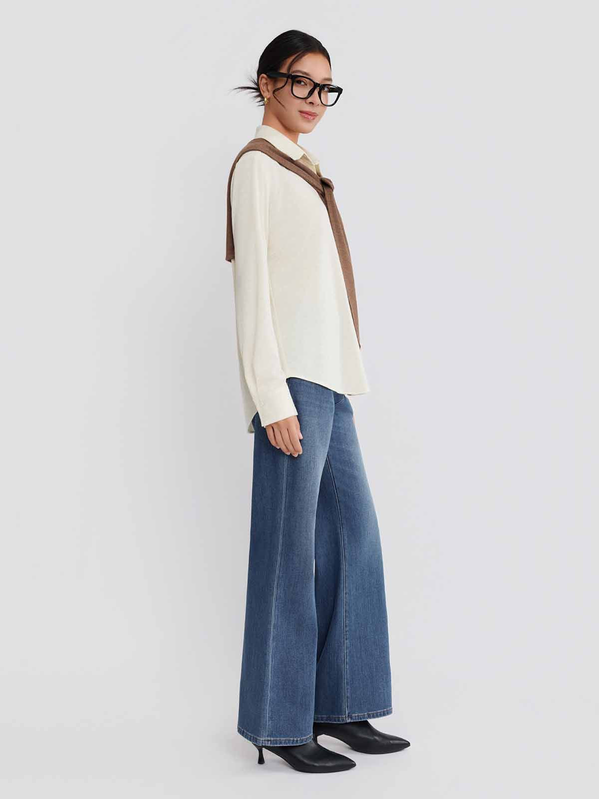 ASOBIO Wool-Blend Shirt with Shoulder Panel