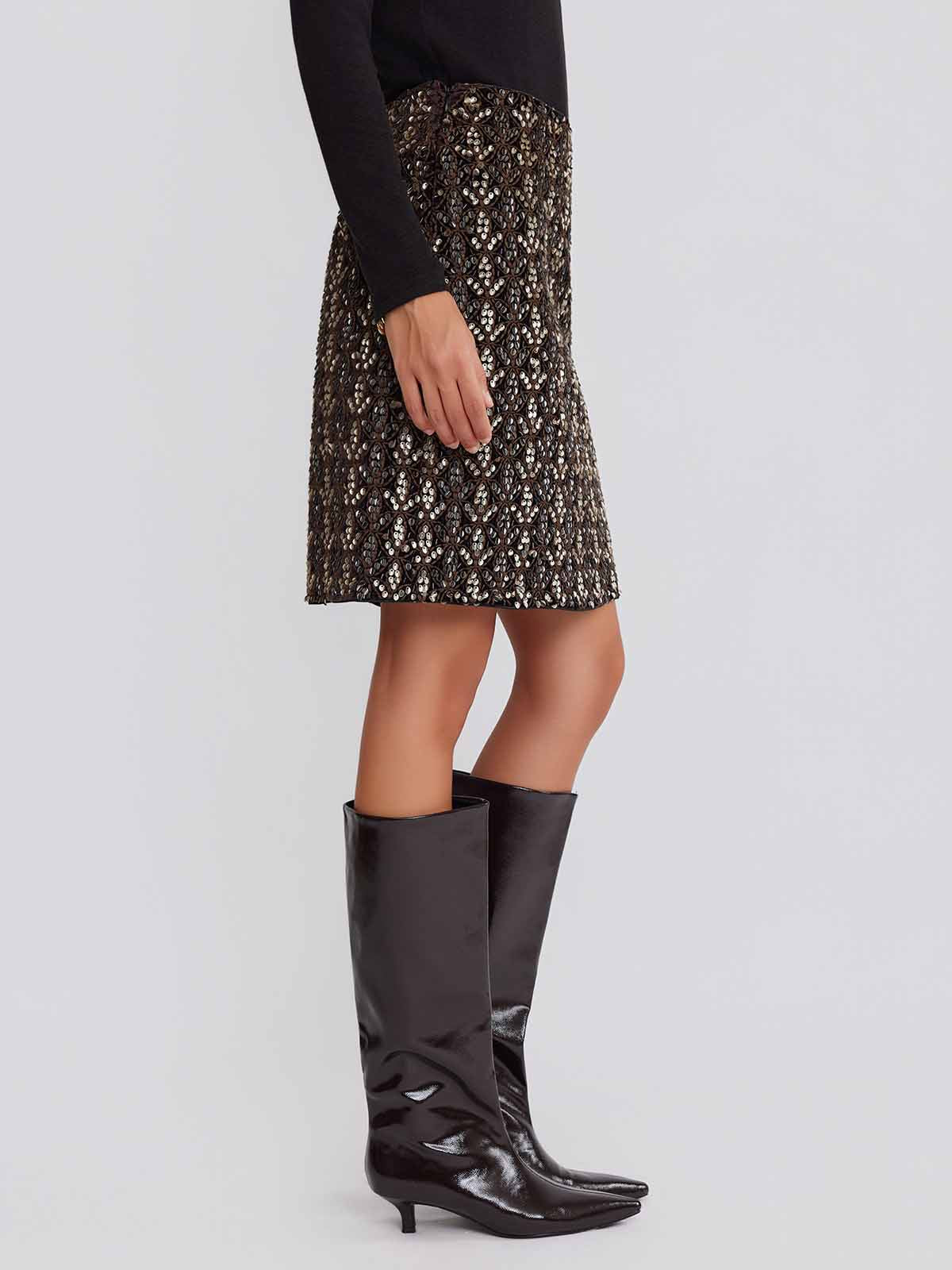 ASOBIO Sequin Embroidered Mini Skirt