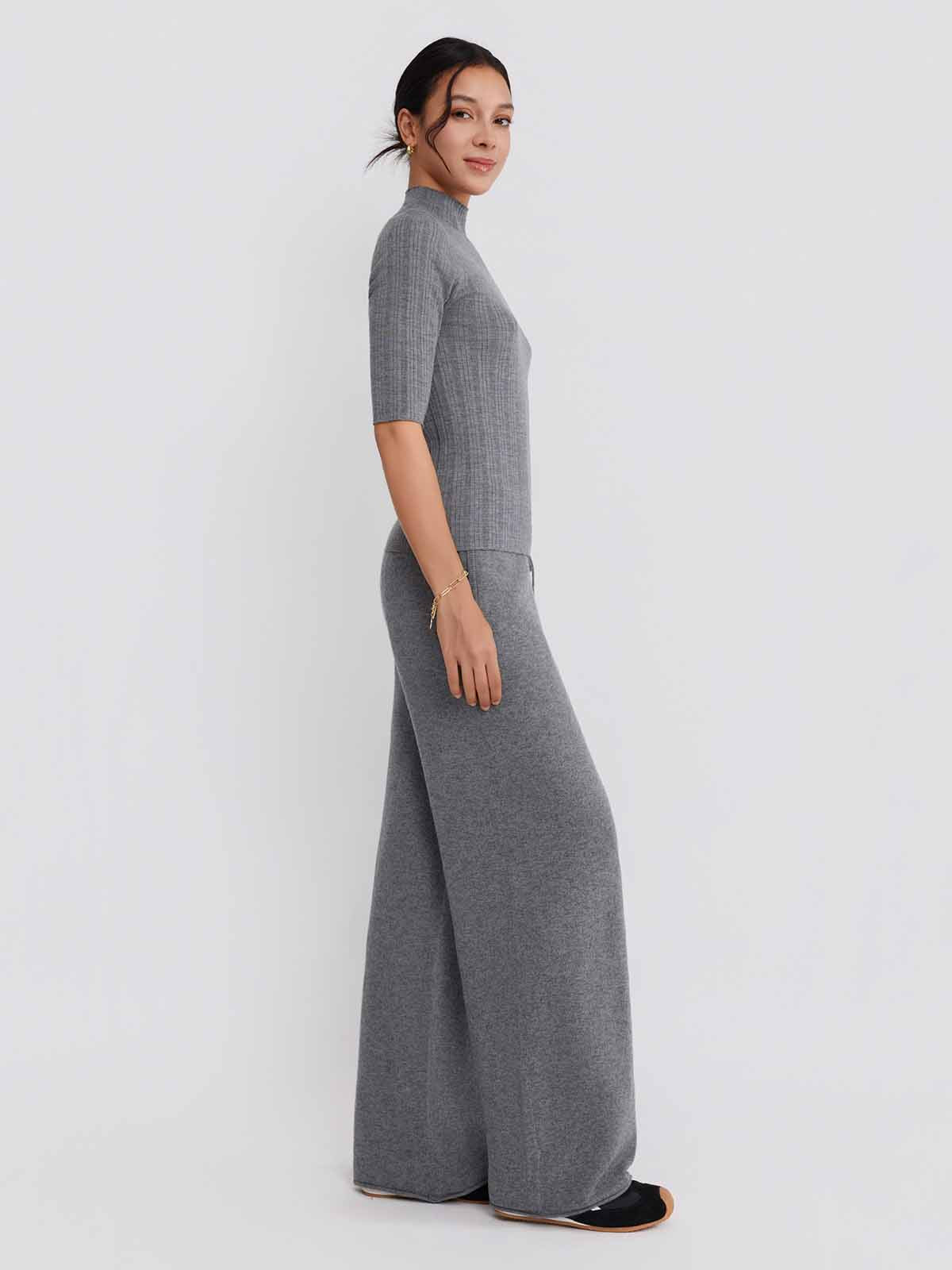 ASOBIO 100% Wool Ribbed Pullover Sweater