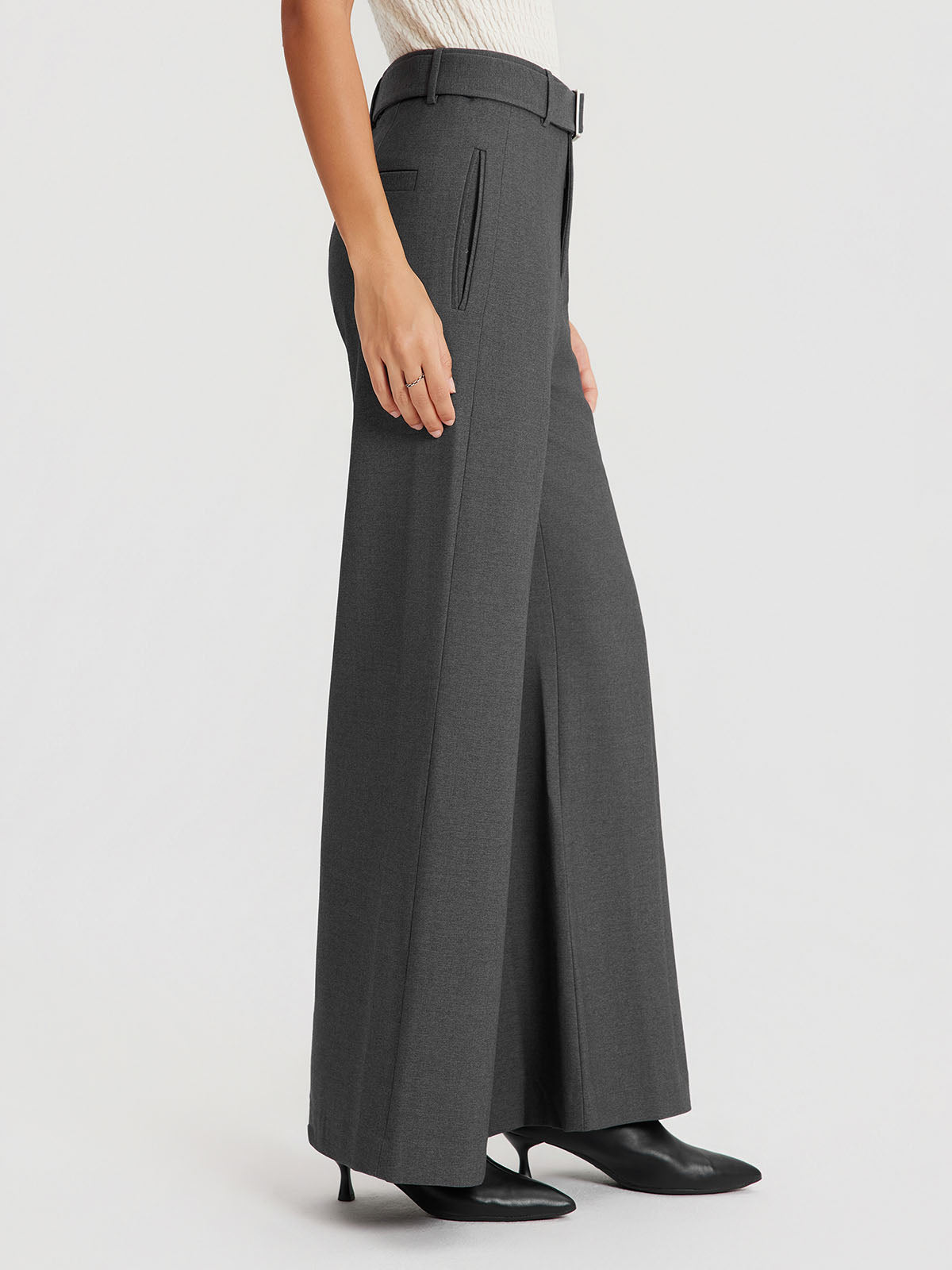 ASOBIO Effortless Pant Belted Wide-Leg Trousers