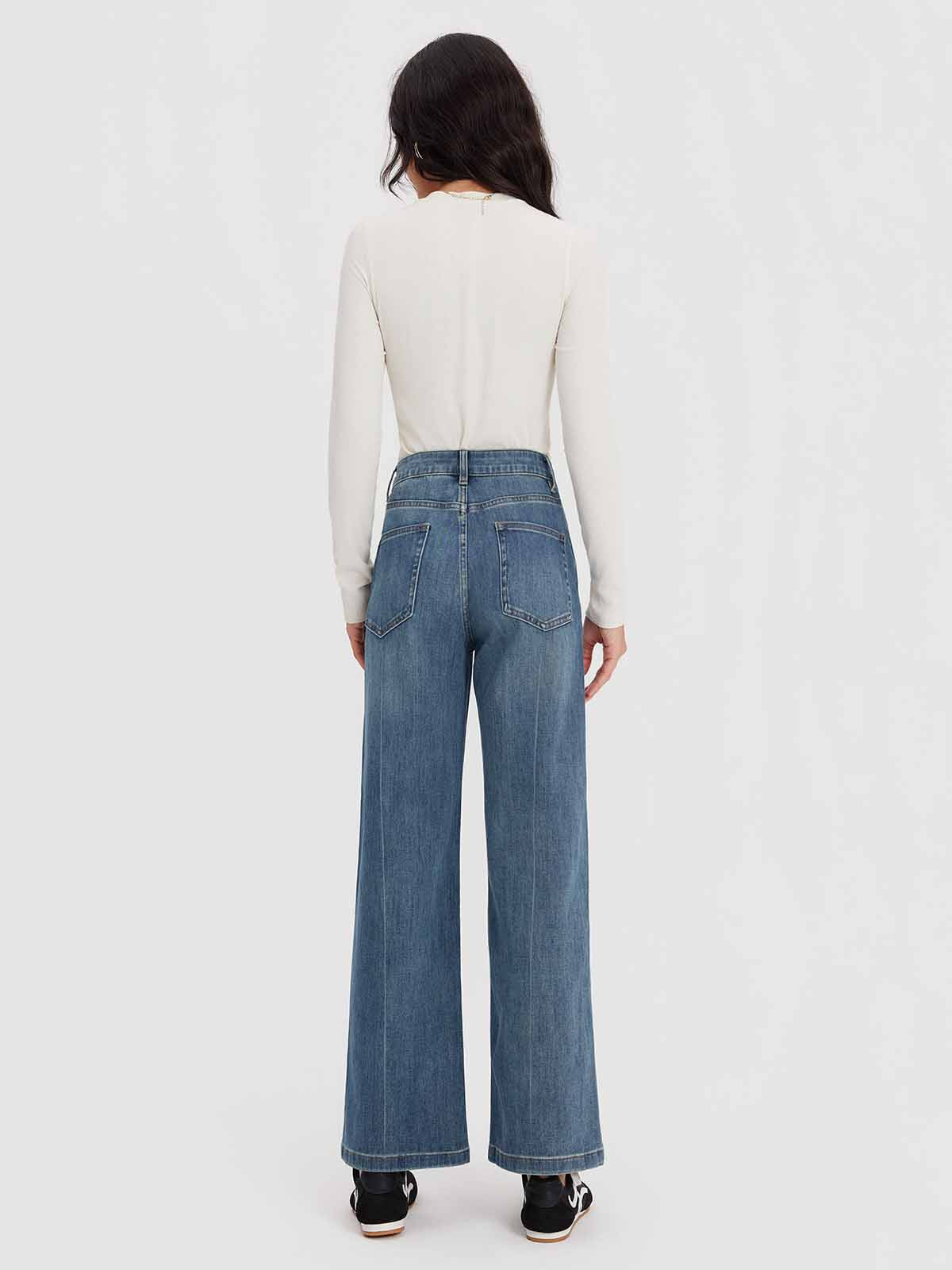 ASOBIO Mid-High Rise Wide-Leg Jeans