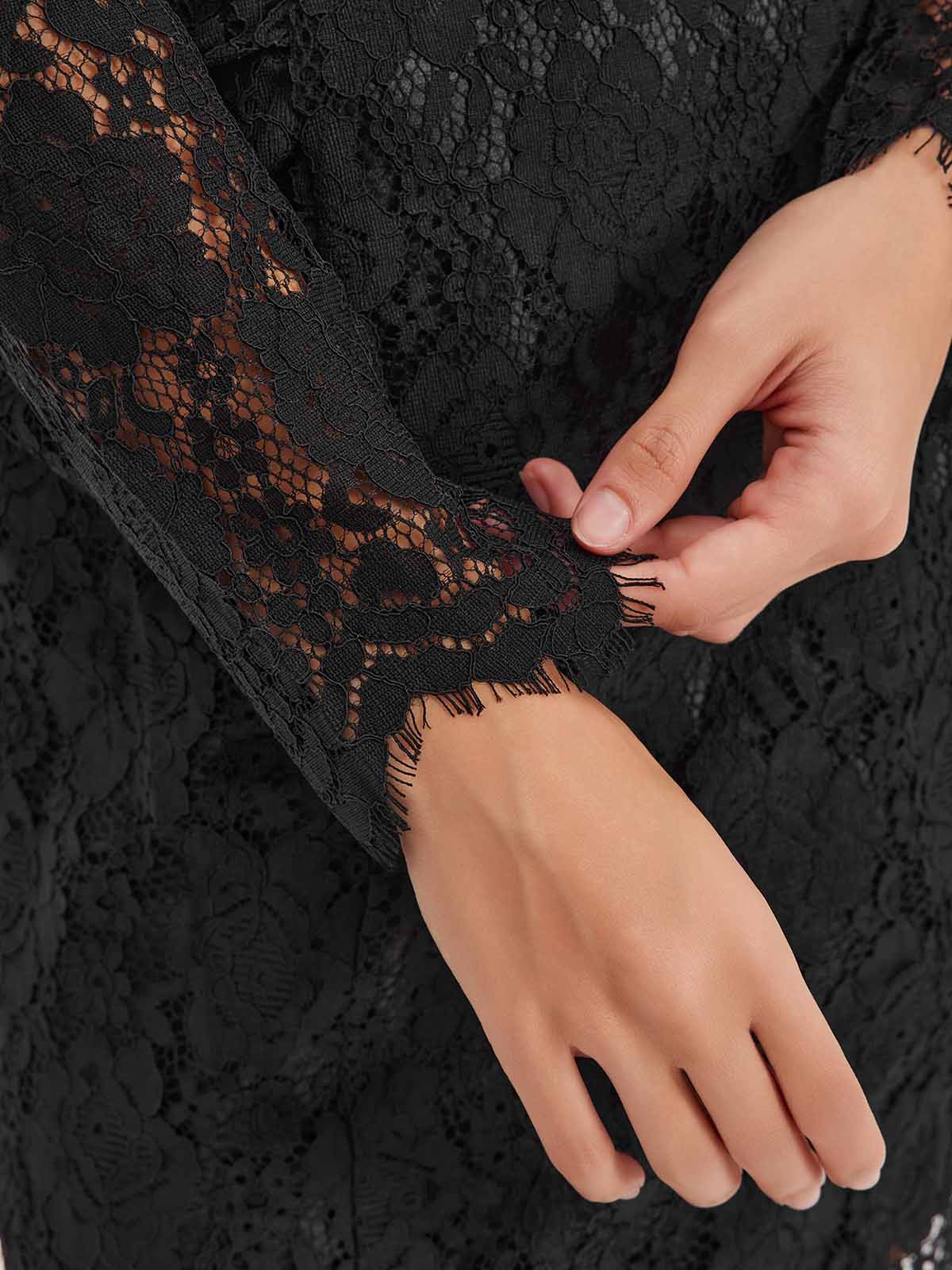 ASOBIO Lace V-Neck Longsleeve Mini Dress