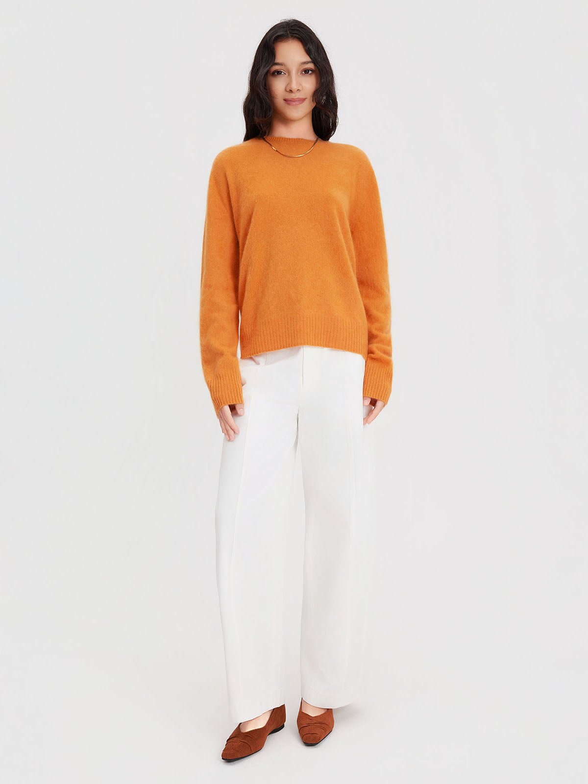 ASOBIO Wool-Cashmere Crewneck Pullover Sweater
